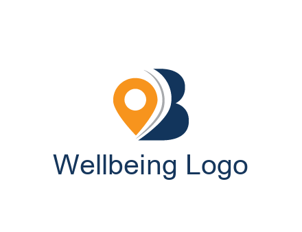 map pin with abstract letter B travel logo