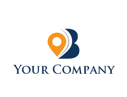 map pin with abstract letter B travel logo