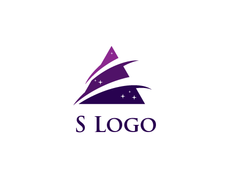 gradient triangle with swoosh and stars cleaning logo