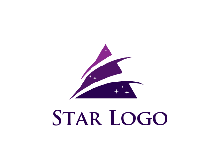 gradient triangle with swoosh and stars cleaning logo
