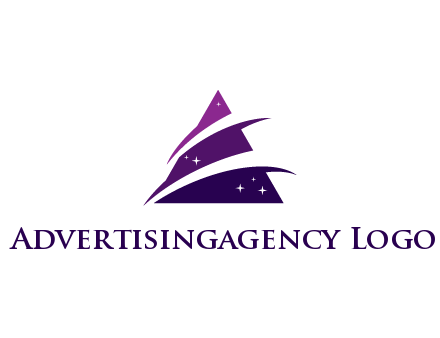 gradient triangle with swoosh and stars cleaning logo