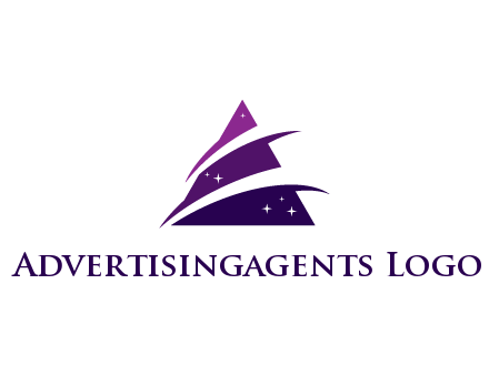 gradient triangle with swoosh and stars cleaning logo