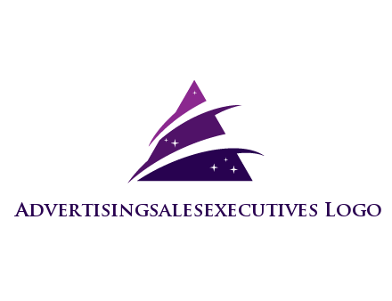 gradient triangle with swoosh and stars cleaning logo