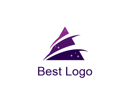 gradient triangle with swoosh and stars cleaning logo