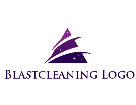 gradient triangle with swoosh and stars cleaning logo