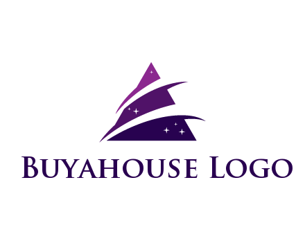 gradient triangle with swoosh and stars cleaning logo