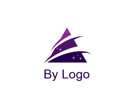 gradient triangle with swoosh and stars cleaning logo