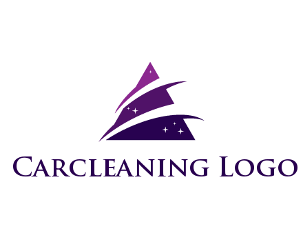 gradient triangle with swoosh and stars cleaning logo