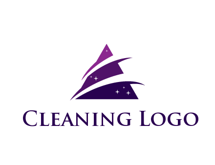 gradient triangle with swoosh and stars cleaning logo