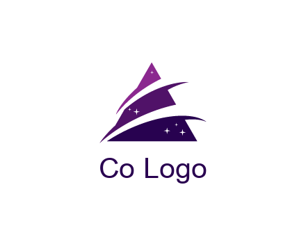 gradient triangle with swoosh and stars cleaning logo
