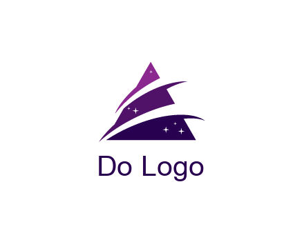 gradient triangle with swoosh and stars cleaning logo