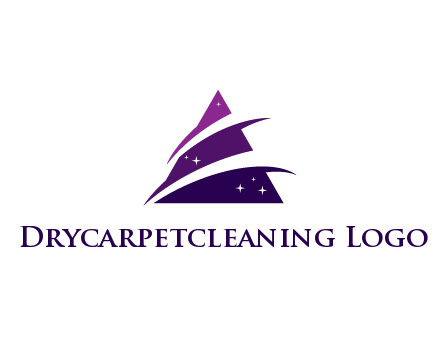 gradient triangle with swoosh and stars cleaning logo