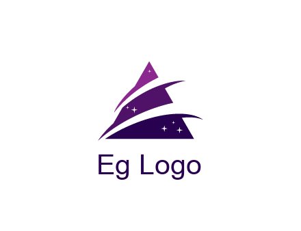 gradient triangle with swoosh and stars cleaning logo
