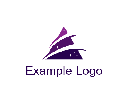 gradient triangle with swoosh and stars cleaning logo