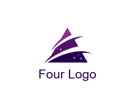 gradient triangle with swoosh and stars cleaning logo