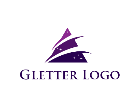 gradient triangle with swoosh and stars cleaning logo