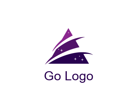 gradient triangle with swoosh and stars cleaning logo
