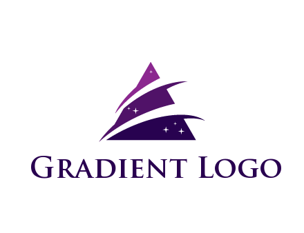gradient triangle with swoosh and stars cleaning logo