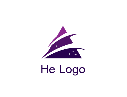 gradient triangle with swoosh and stars cleaning logo