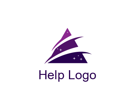gradient triangle with swoosh and stars cleaning logo