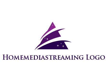 gradient triangle with swoosh and stars cleaning logo