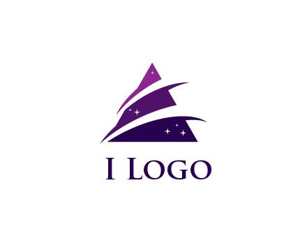gradient triangle with swoosh and stars cleaning logo