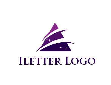gradient triangle with swoosh and stars cleaning logo