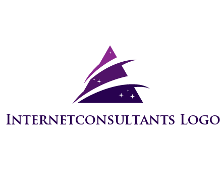 gradient triangle with swoosh and stars cleaning logo