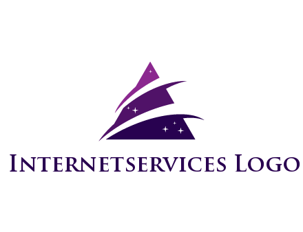 gradient triangle with swoosh and stars cleaning logo