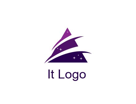 gradient triangle with swoosh and stars cleaning logo