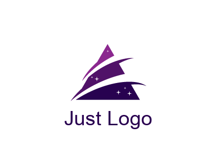 gradient triangle with swoosh and stars cleaning logo