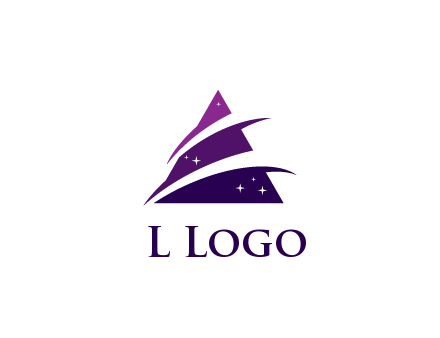 gradient triangle with swoosh and stars cleaning logo