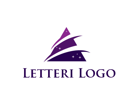 gradient triangle with swoosh and stars cleaning logo