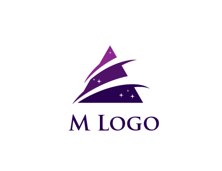 gradient triangle with swoosh and stars cleaning logo