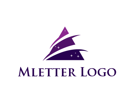 gradient triangle with swoosh and stars cleaning logo
