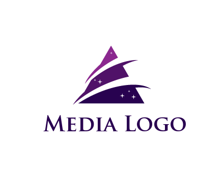 gradient triangle with swoosh and stars cleaning logo
