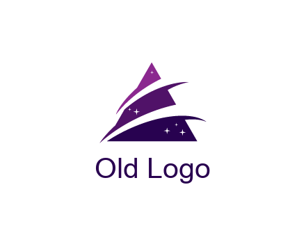 gradient triangle with swoosh and stars cleaning logo