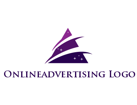 gradient triangle with swoosh and stars cleaning logo