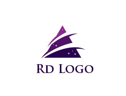 gradient triangle with swoosh and stars cleaning logo