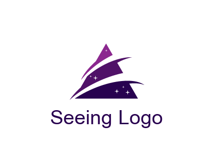 gradient triangle with swoosh and stars cleaning logo