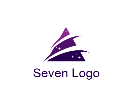 gradient triangle with swoosh and stars cleaning logo