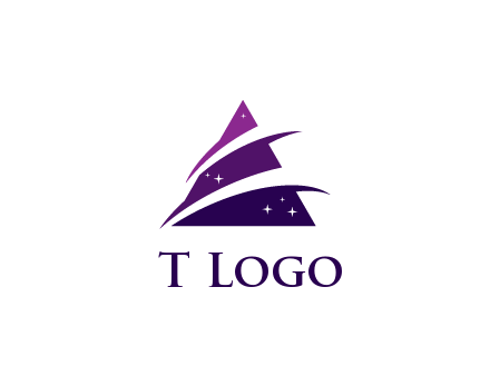 gradient triangle with swoosh and stars cleaning logo