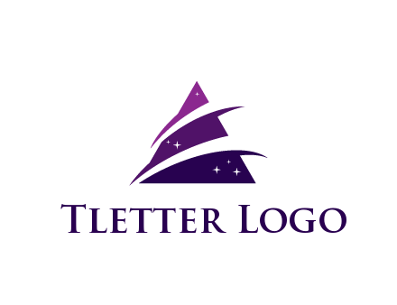 gradient triangle with swoosh and stars cleaning logo