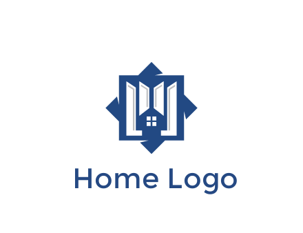abstract rhombus with house real estate logo