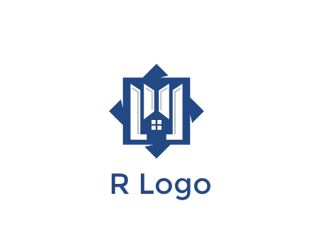 abstract rhombus with house real estate logo