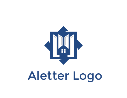 abstract rhombus with house real estate logo
