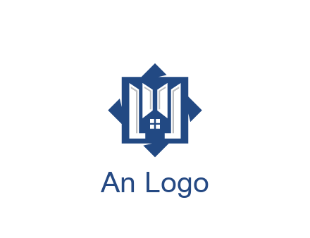 abstract rhombus with house real estate logo