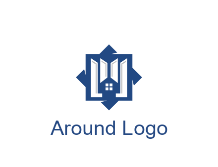 abstract rhombus with house real estate logo