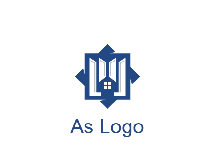 abstract rhombus with house real estate logo