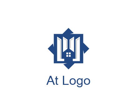 abstract rhombus with house real estate logo
